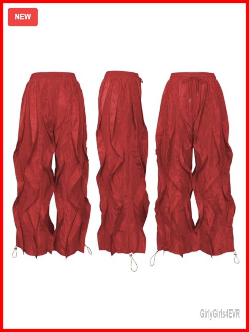 Baggy Barrel Sweatpants Drawstring Ruffle Fringe High Rise Wide Leg - Picture 3 of 3